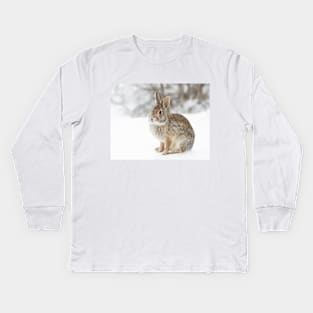 Eastern Cottontail bunny Kids Long Sleeve T-Shirt